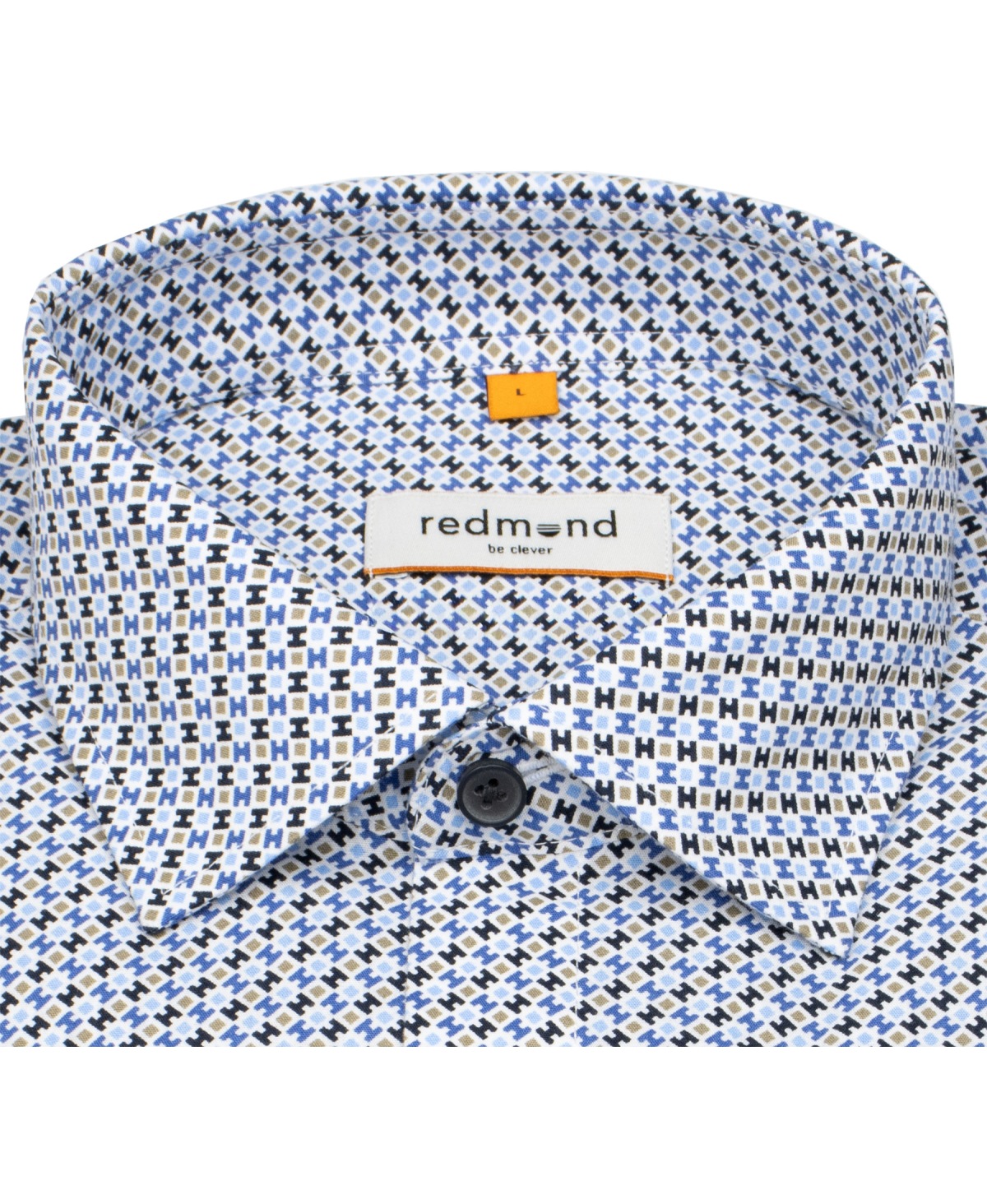 Redmond Hemd - Comfort Fit - Print - Kontrastknöpfe - blau