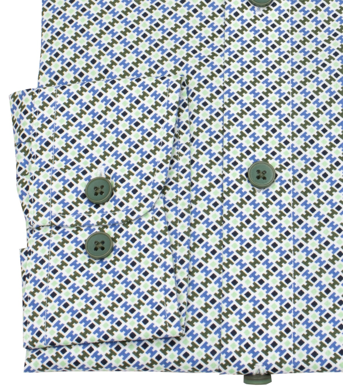 Redmond Hemd - Comfort Fit - Print - Kontrastknöpfe - grün
