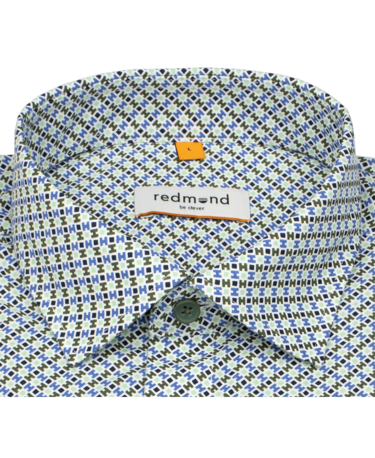 Redmond Hemd - Comfort Fit - Print - Kontrastknöpfe - grün
