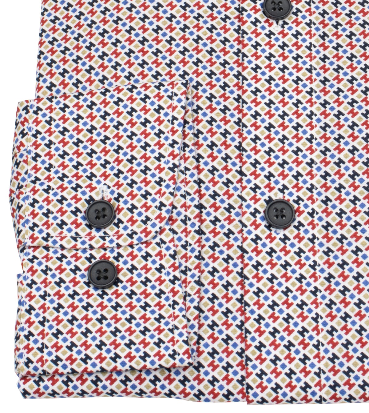 Redmond Hemd - Comfort Fit - Print - Kontrastknöpfe - rot