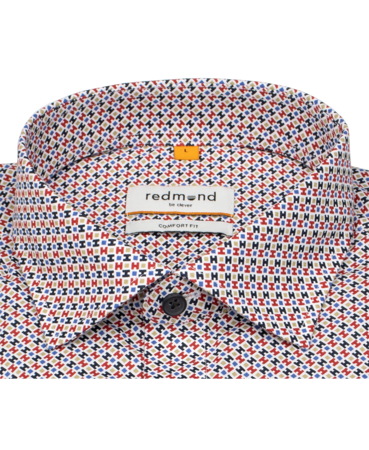 Redmond Hemd - Comfort Fit - Print - Kontrastknöpfe - rot