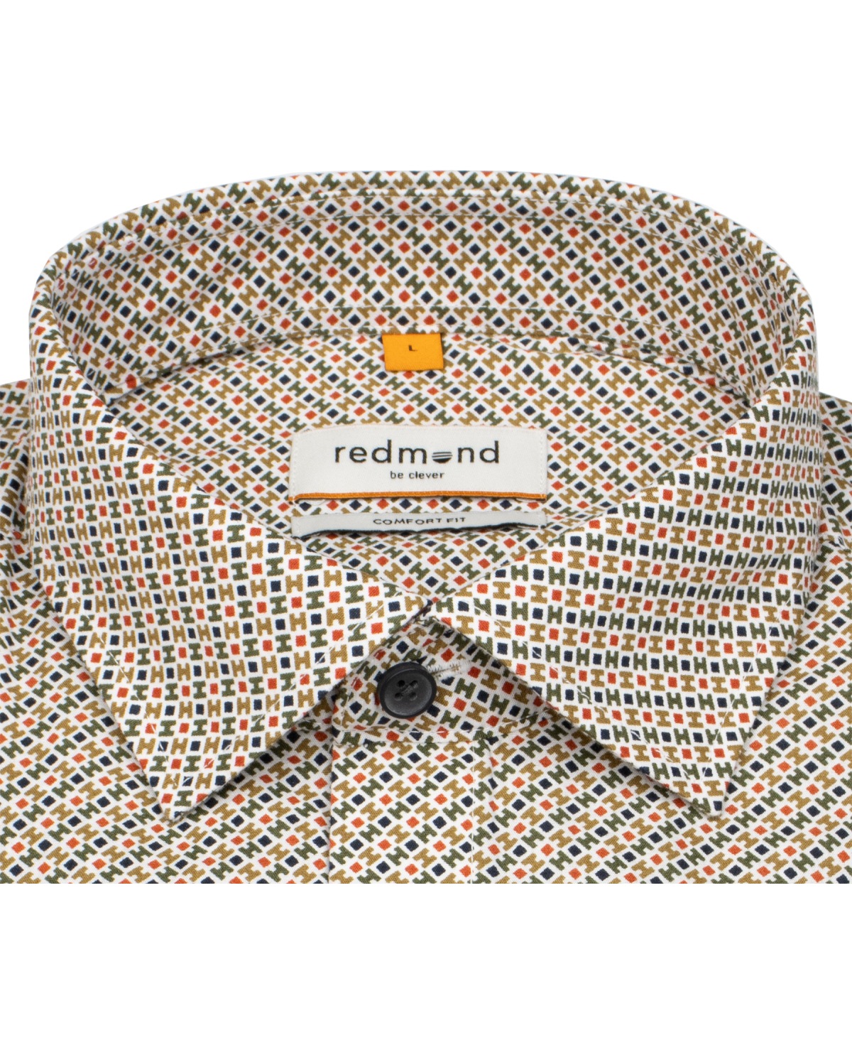 Redmond Hemd - Comfort Fit - Print - Kontrastknöpfe - terra