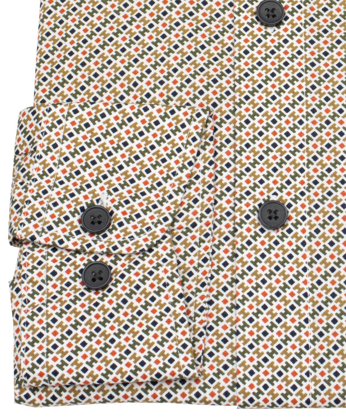 Redmond Hemd - Comfort Fit - Print - Kontrastknöpfe - terra