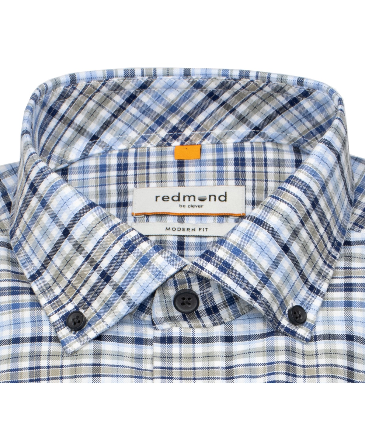 Redmond Hemd - Modern Fit - Button Down Kragen - kariert - blau