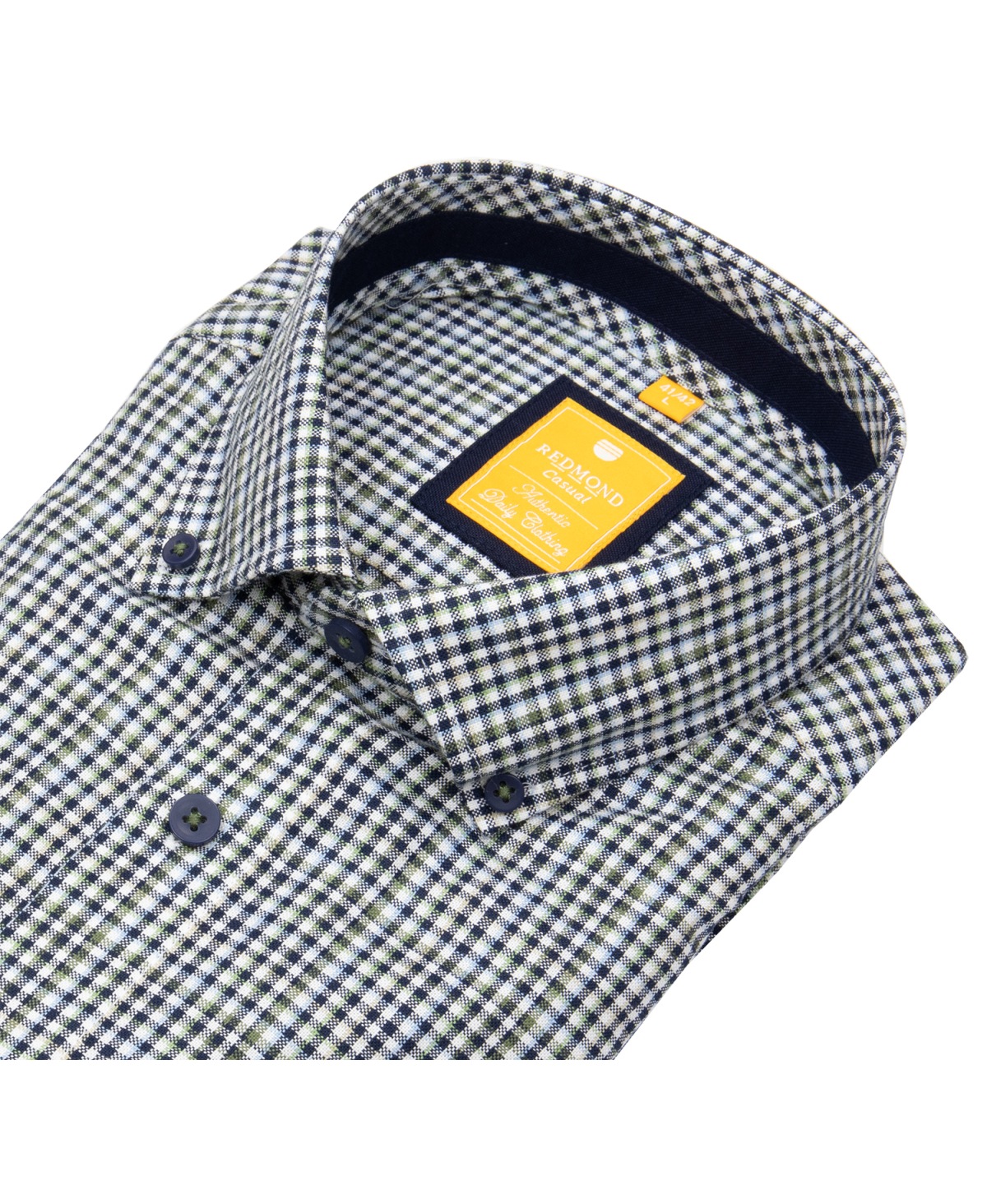 Redmond Hemd - Modern Fit - Button Down Kragen - kariert - blau / beige