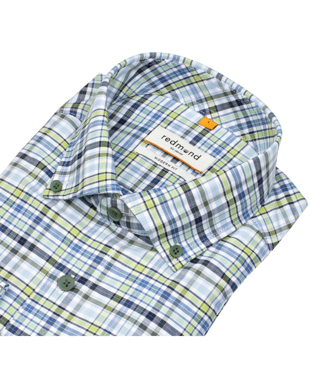Redmond Hemd - Modern Fit - Button Down Kragen - kariert - grün