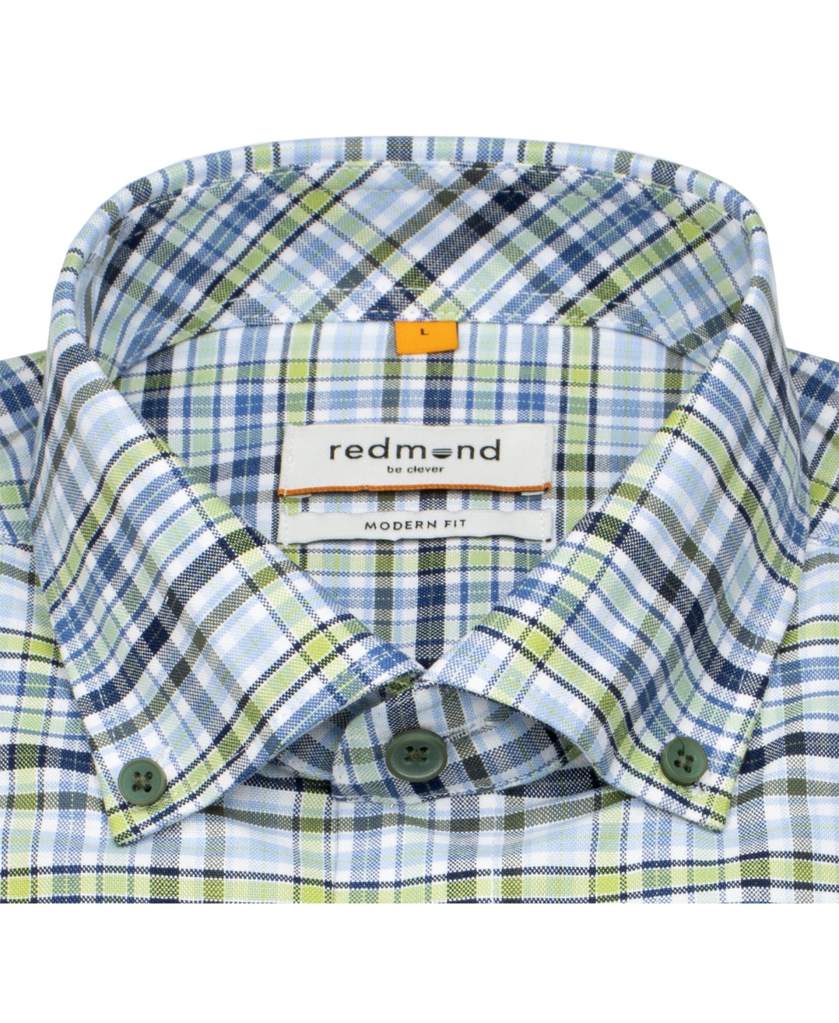 Redmond Hemd - Modern Fit - Button Down Kragen - kariert - grün