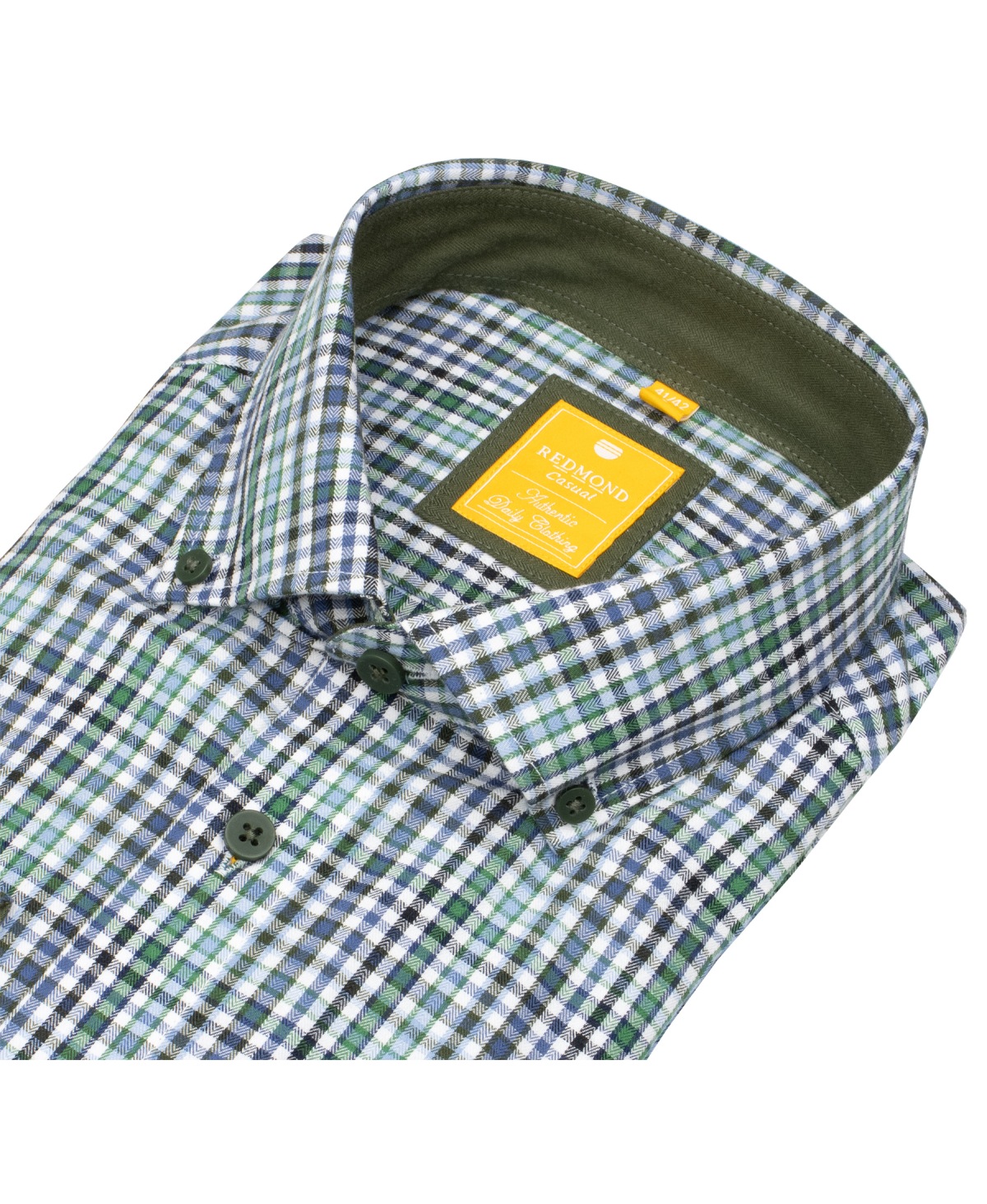 Redmond Hemd - Modern Fit - Button Down Kragen - kariert - grün - ohne OVP