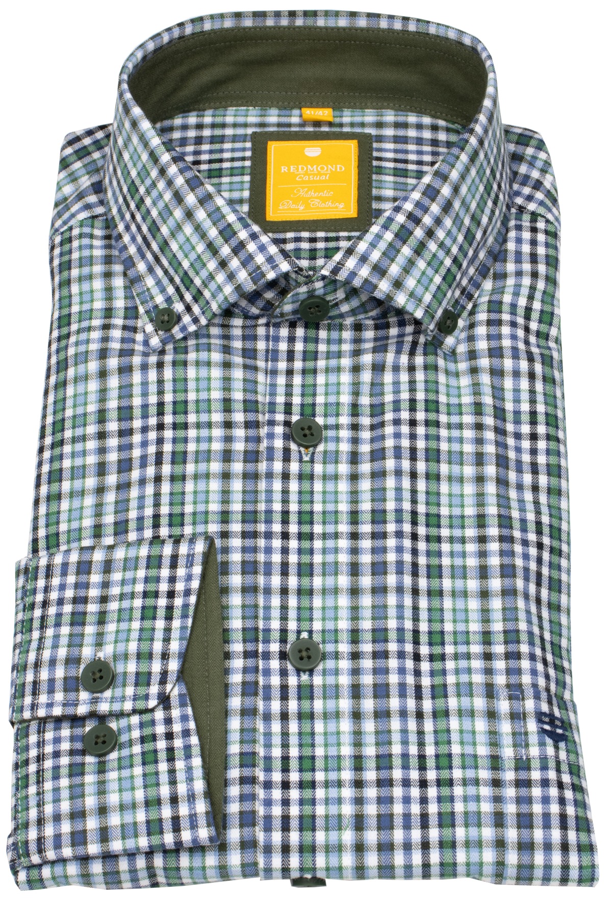 Redmond Hemd - Modern Fit - Button Down Kragen - kariert - grün - ohne OVP