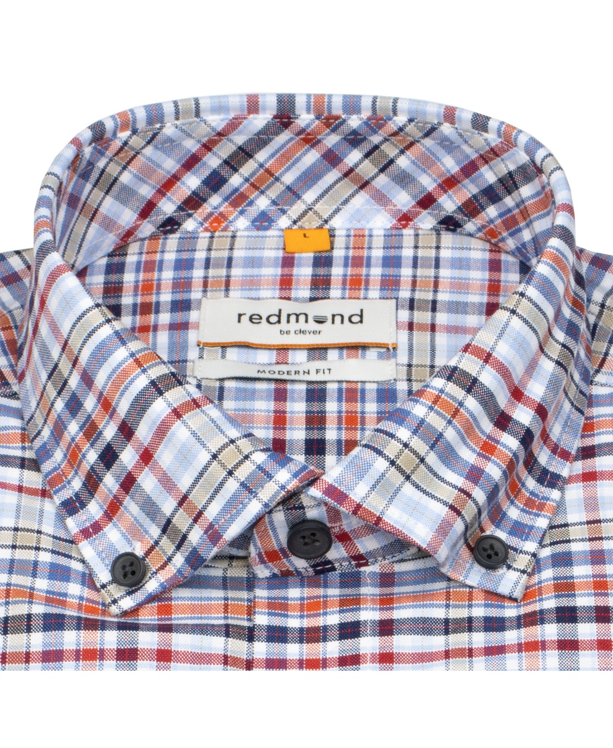 Redmond Hemd - Modern Fit - Button Down Kragen - kariert - rot