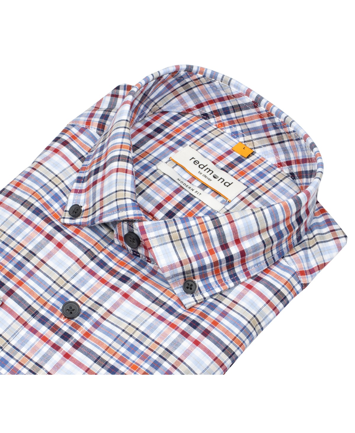 Redmond Hemd - Modern Fit - Button Down Kragen - kariert - rot