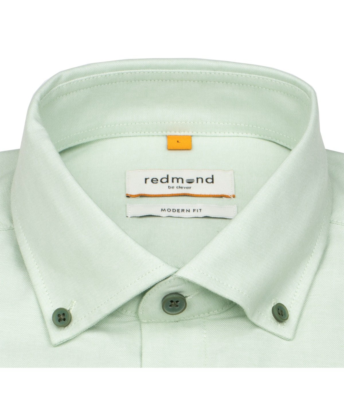 Redmond Hemd - Modern Fit - Button Down Kragen - Oxford Struktur - grün