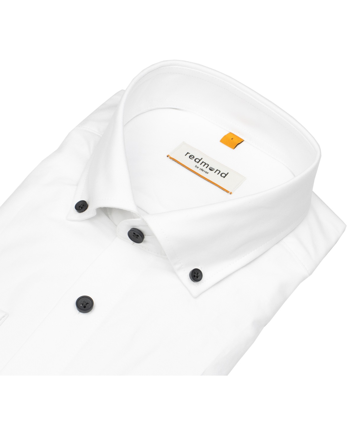 Redmond Hemd - Modern Fit - Button Down Kragen - Oxford Struktur - weiß