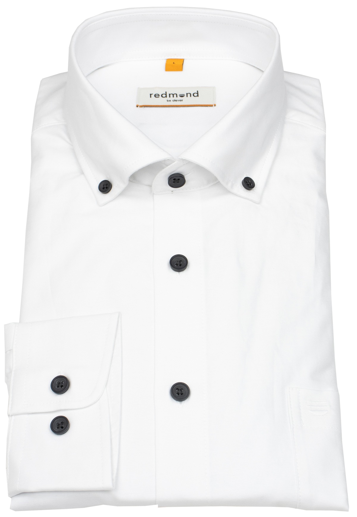 Redmond Hemd - Modern Fit - Button Down Kragen - Oxford Struktur - weiß