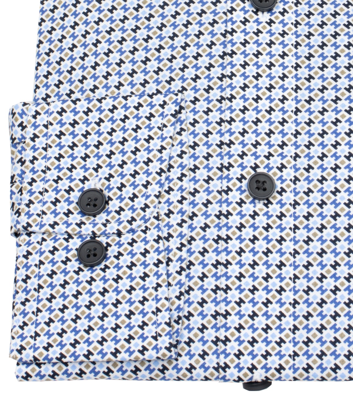 Redmond Hemd - Modern Fit - Print - Kontrastknöpfe - blau