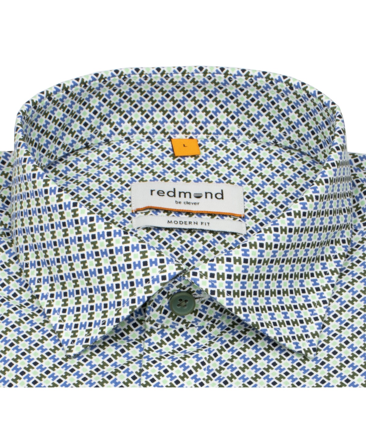 Redmond Hemd - Modern Fit - Print - Kontrastknöpfe - grün