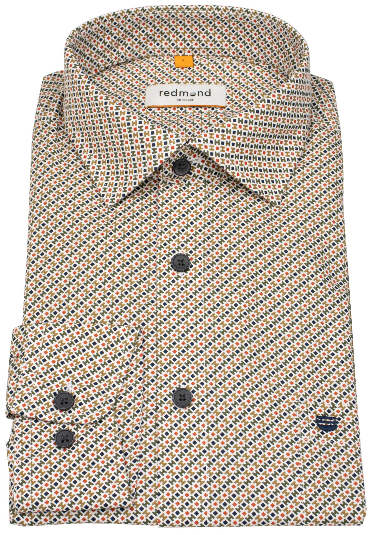 Redmond Hemd - Modern Fit - Print - Kontrastknöpfe - mehrfarbig