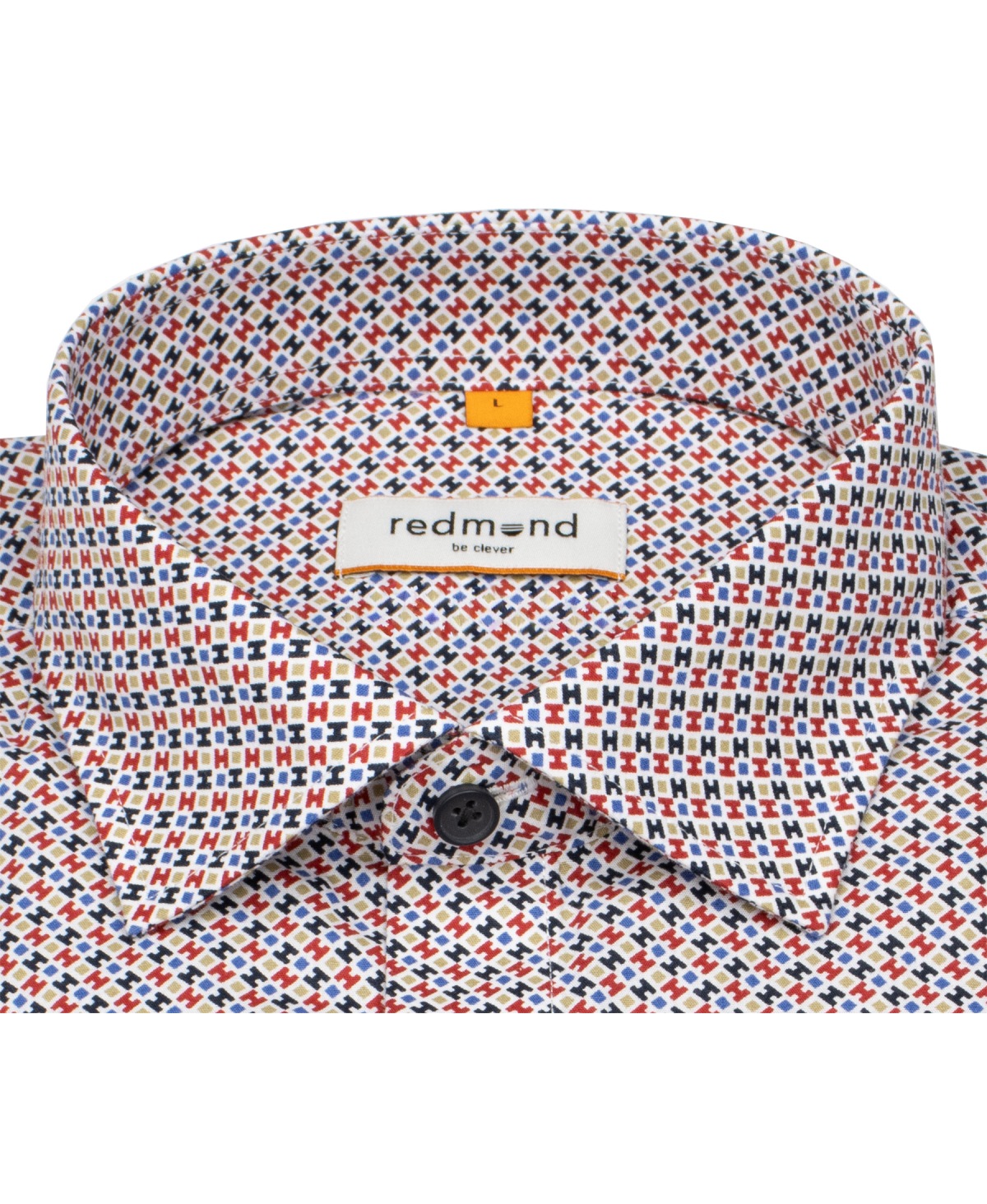 Redmond Hemd - Modern Fit - Print - Kontrastknöpfe - rot