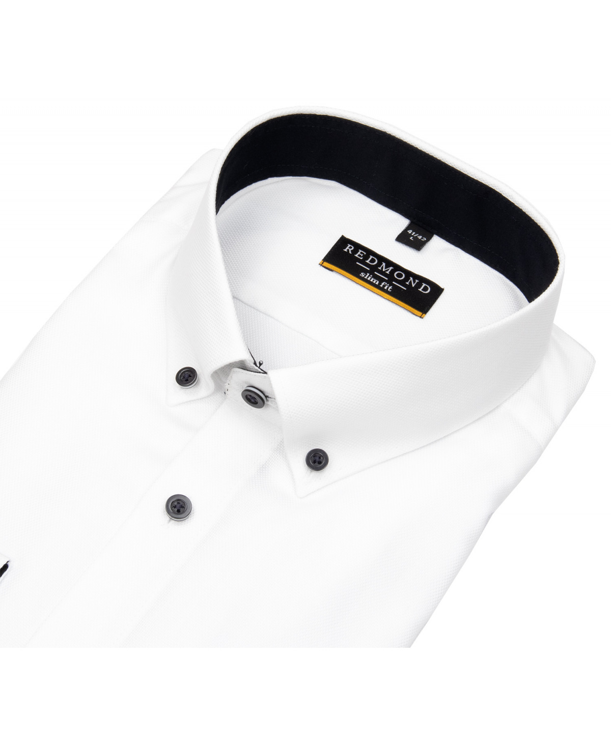 Redmond Hemd - Slim Fit - Button Down Kragen - Struktur - weiß