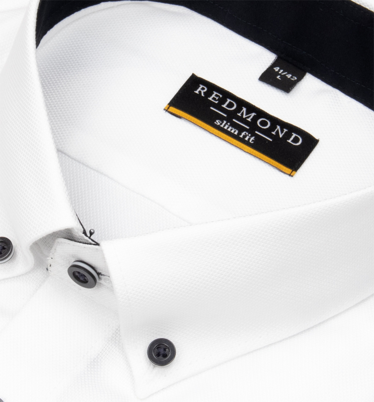 Redmond Hemd - Slim Fit - Button Down Kragen - Struktur - weiß