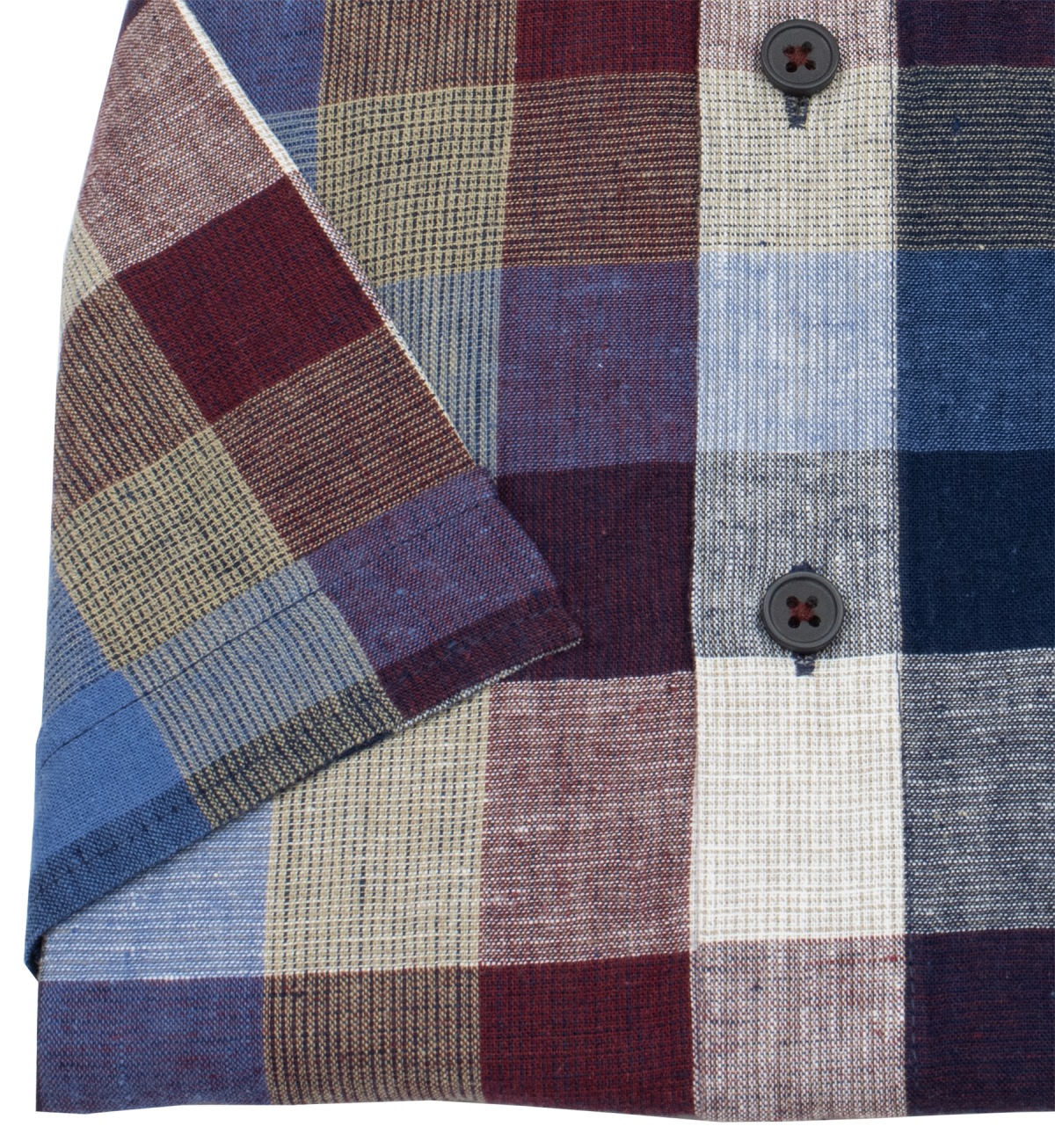 Redmond Kurzarmhemd - Casual Fit - Leinen Mix - Button Down - kariert - mehrfarbig