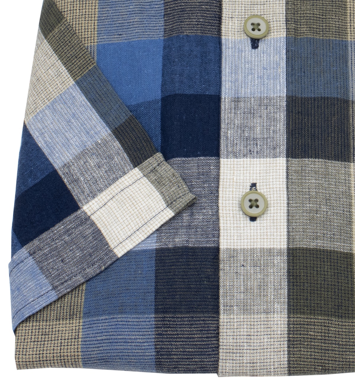 Redmond Kurzarmhemd - Casual Fit - Leinen Mix - Button Down - kariert - mehrfarbig