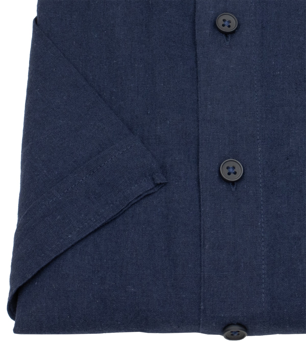 Redmond Kurzarmhemd - Casual Fit - Leinen Mix - Button Down Kragen - dunkelblau