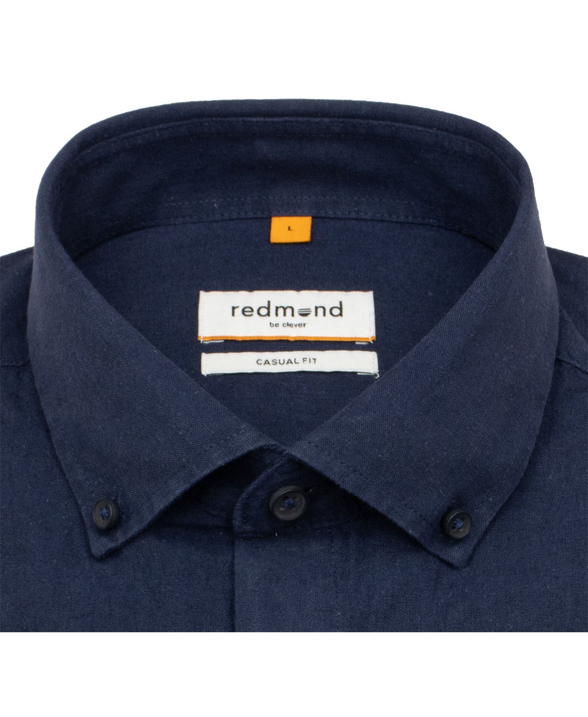Redmond Kurzarmhemd - Casual Fit - Leinen Mix - Button Down Kragen - dunkelblau