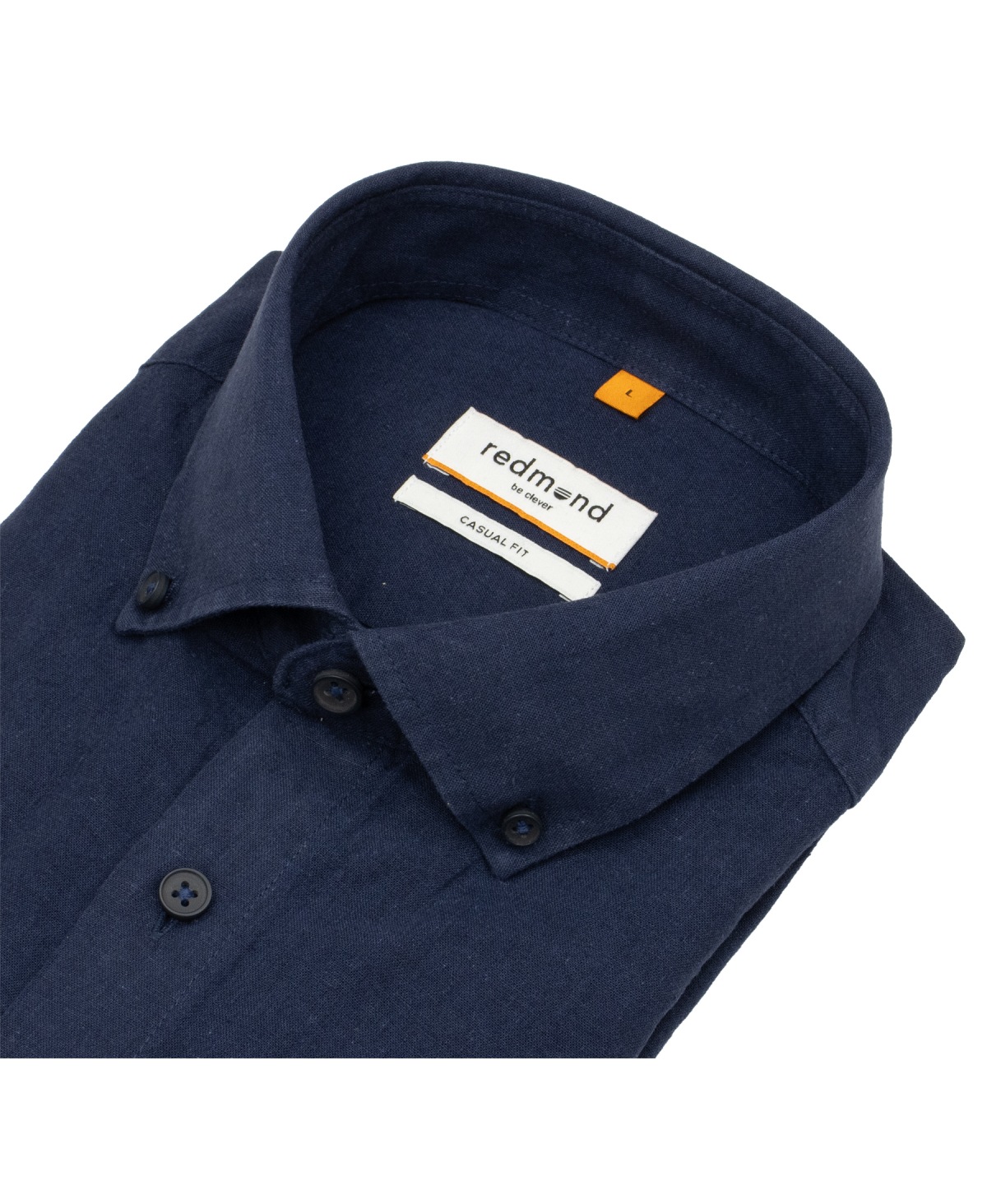 Redmond Kurzarmhemd - Casual Fit - Leinen Mix - Button Down Kragen - dunkelblau
