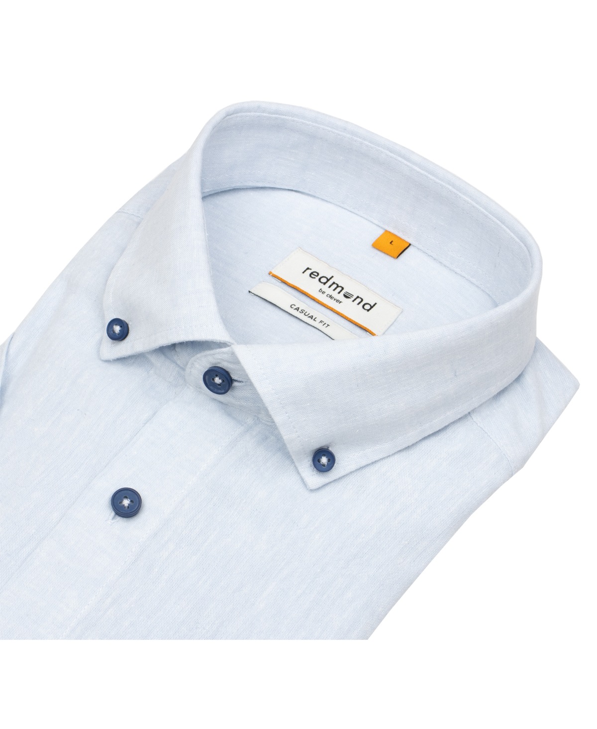 Redmond Kurzarmhemd - Casual Fit - Leinen Mix - Button Down Kragen - hellblau