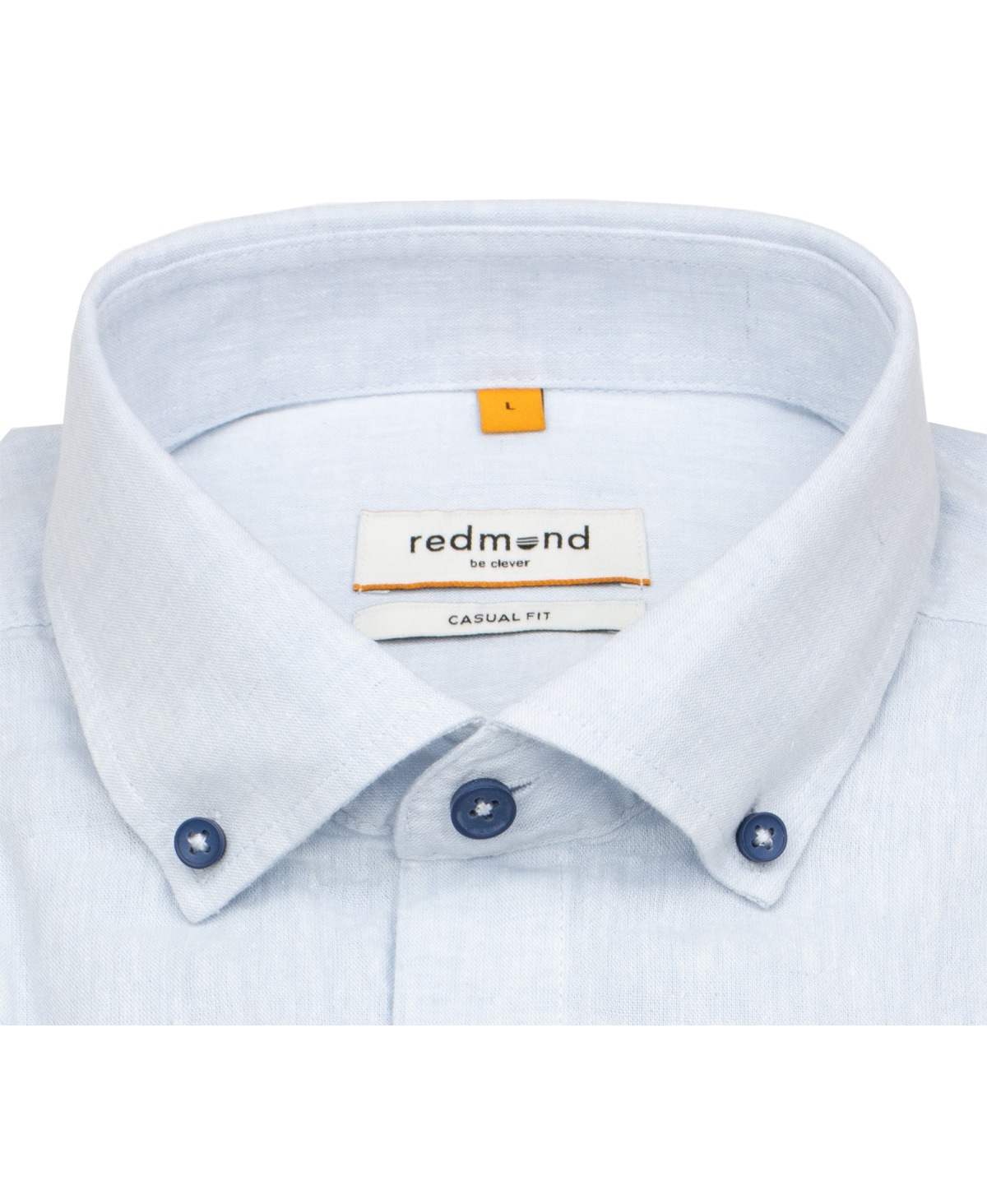 Redmond Kurzarmhemd - Casual Fit - Leinen Mix - Button Down Kragen - hellblau