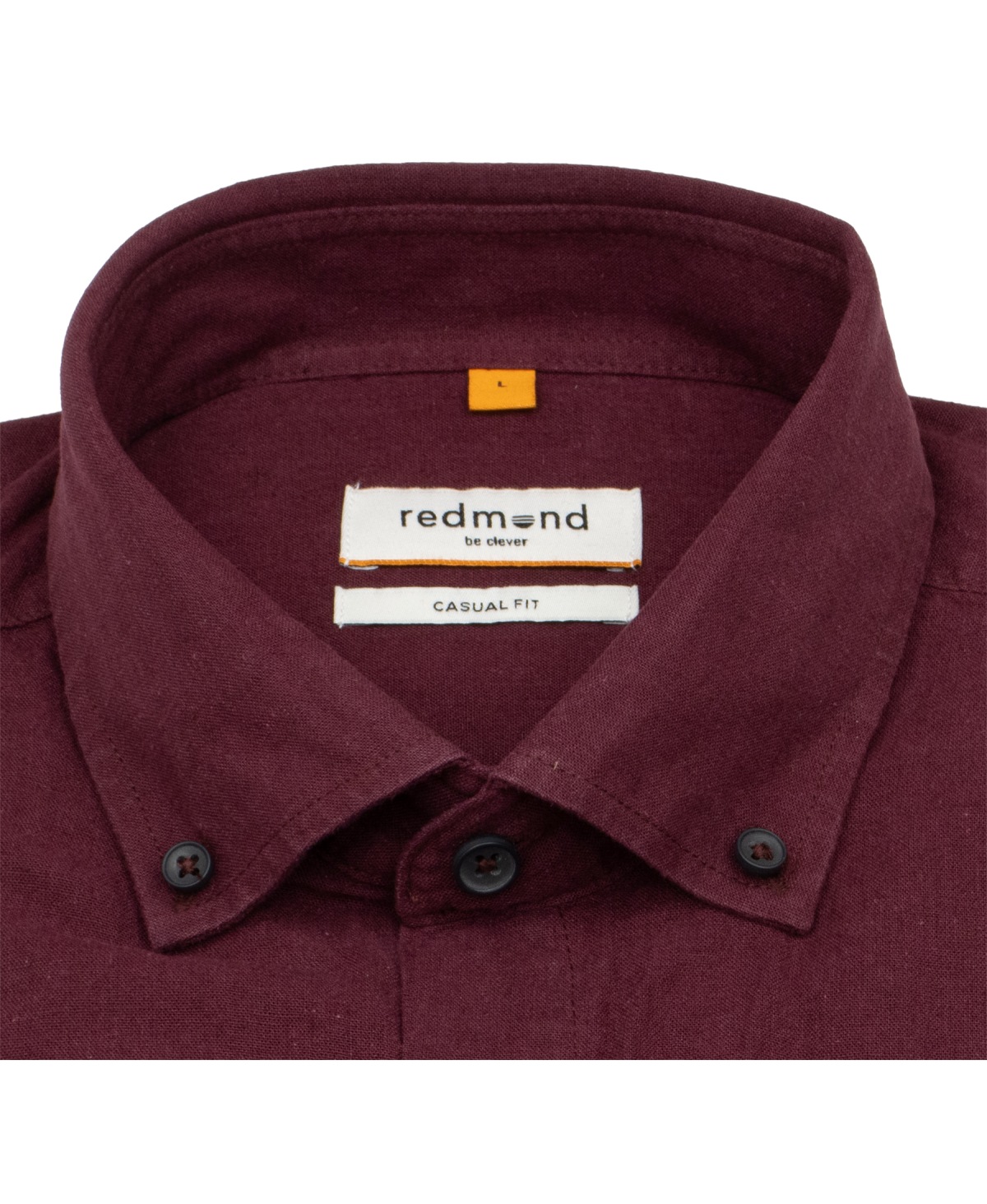 Redmond Kurzarmhemd - Casual Fit - Leinen Mix - Button Down Kragen - rot