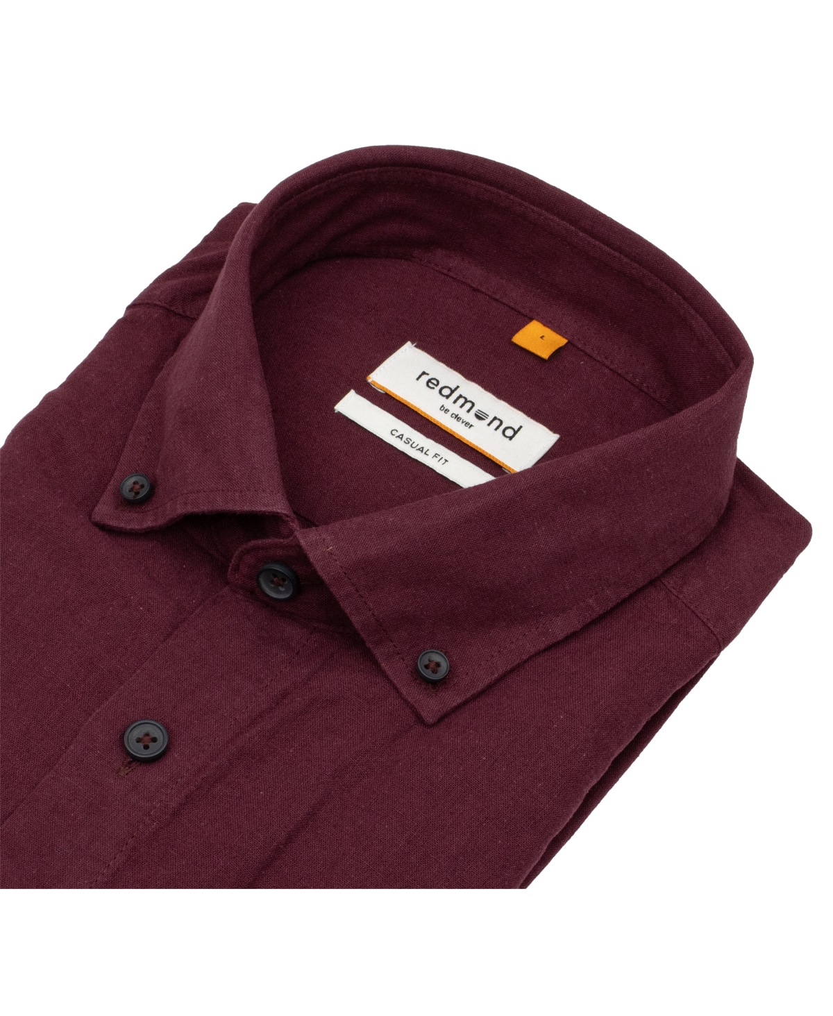 Redmond Kurzarmhemd - Casual Fit - Leinen Mix - Button Down Kragen - rot