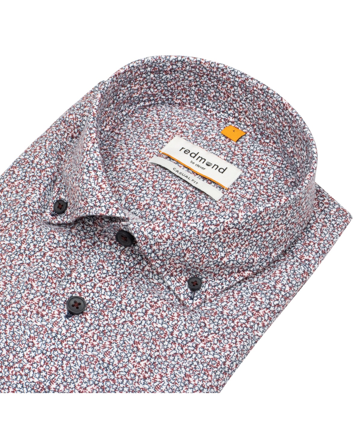 Redmond Chemise à manches courtes - Casual Fit - mélange de lin - Button Down - imprimé - rouge