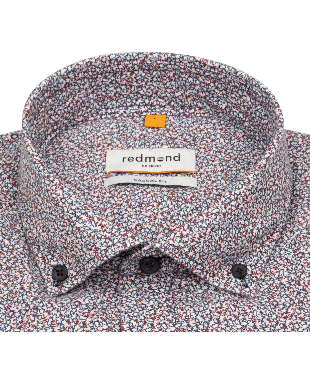 Redmond Chemise à manches courtes - Casual Fit - mélange de lin - Button Down - imprimé - rouge