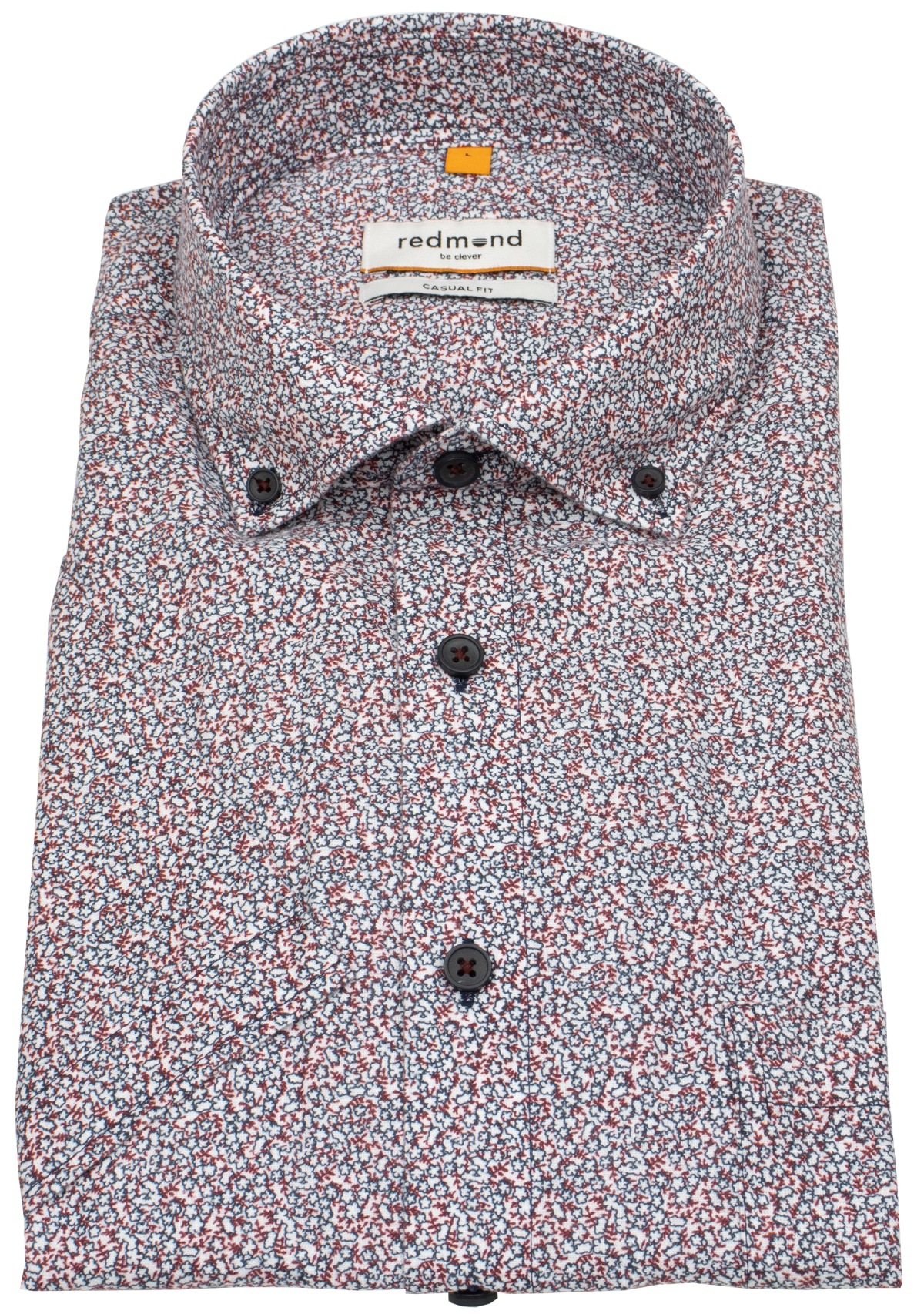 Redmond Chemise à manches courtes - Casual Fit - mélange de lin - Button Down - imprimé - rouge