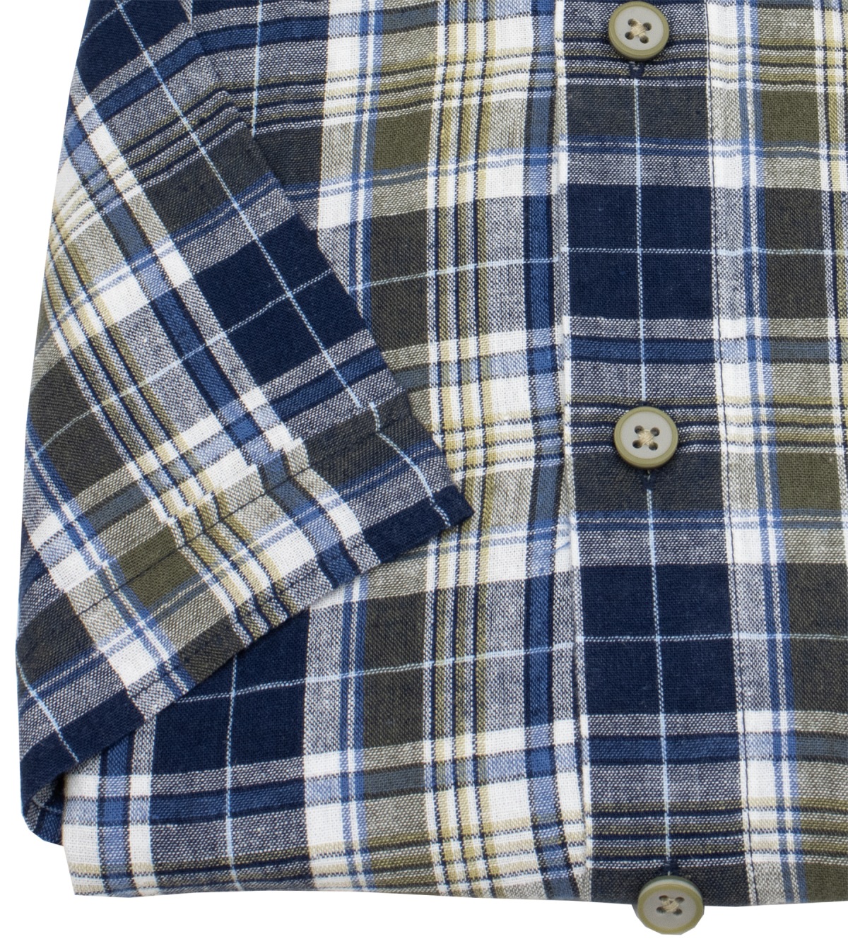 Redmond Kurzarmhemd - Casual Fit - Leinen Mix - kariert - blau / grün