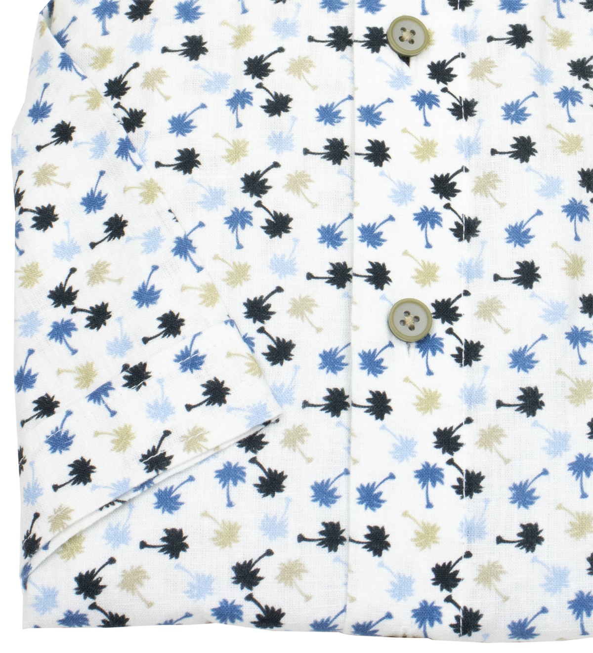 Redmond Kurzarmhemd - Casual Fit - Leinen Mix - Palmen - mehrfarbig