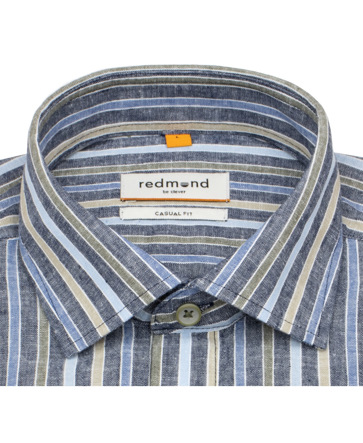 Redmond Kurzarmhemd - Casual Fit - Leinen Mix - Streifen - mehrfarbig