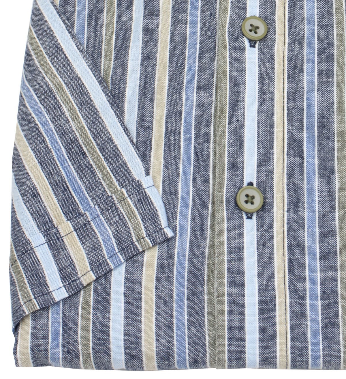 Redmond Kurzarmhemd - Casual Fit - Leinen Mix - Streifen - mehrfarbig