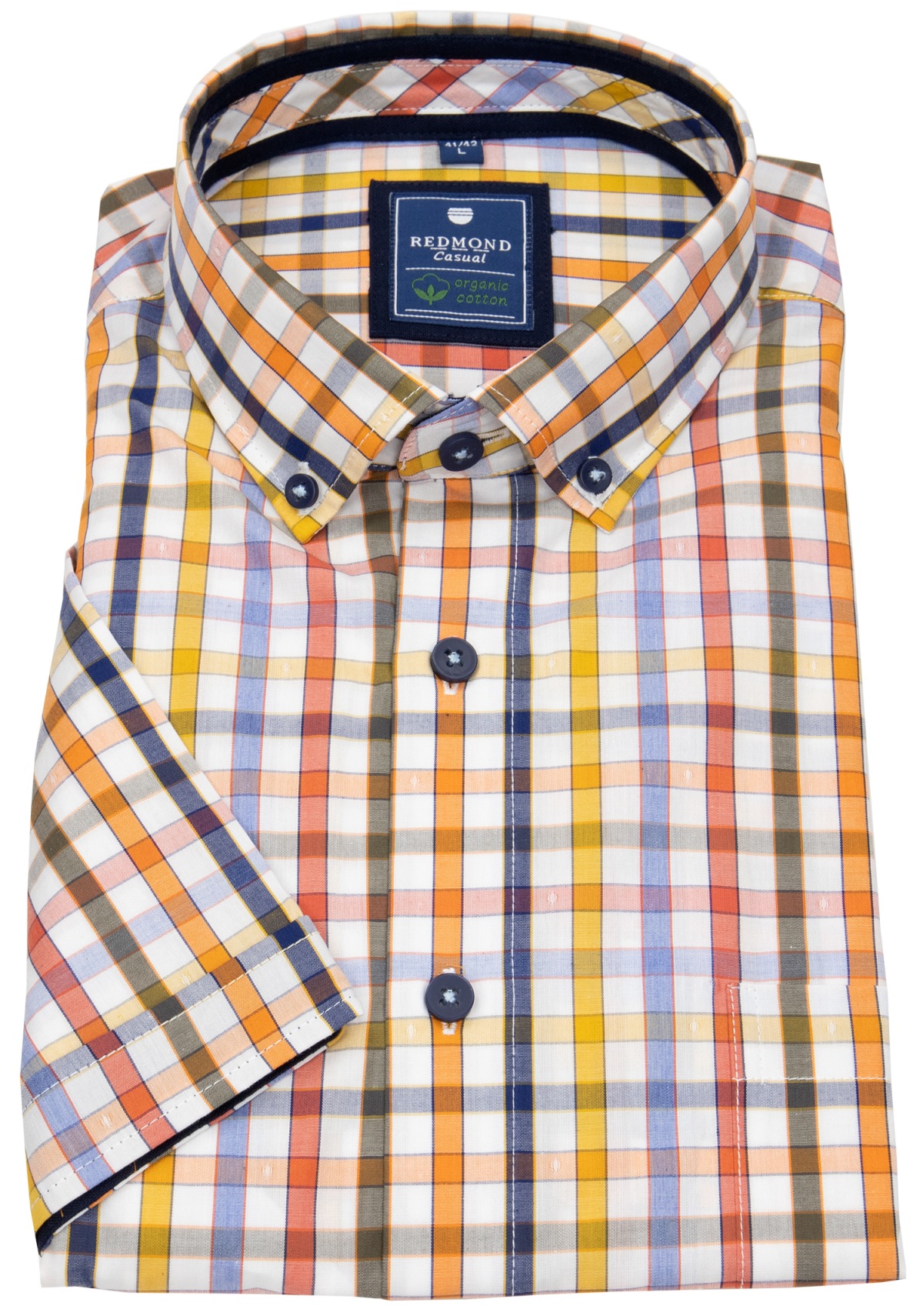 Redmond Kurzarmhemd - Comfort Fit - Button Down - Bio Baumwolle - kariert - mehrfarbig