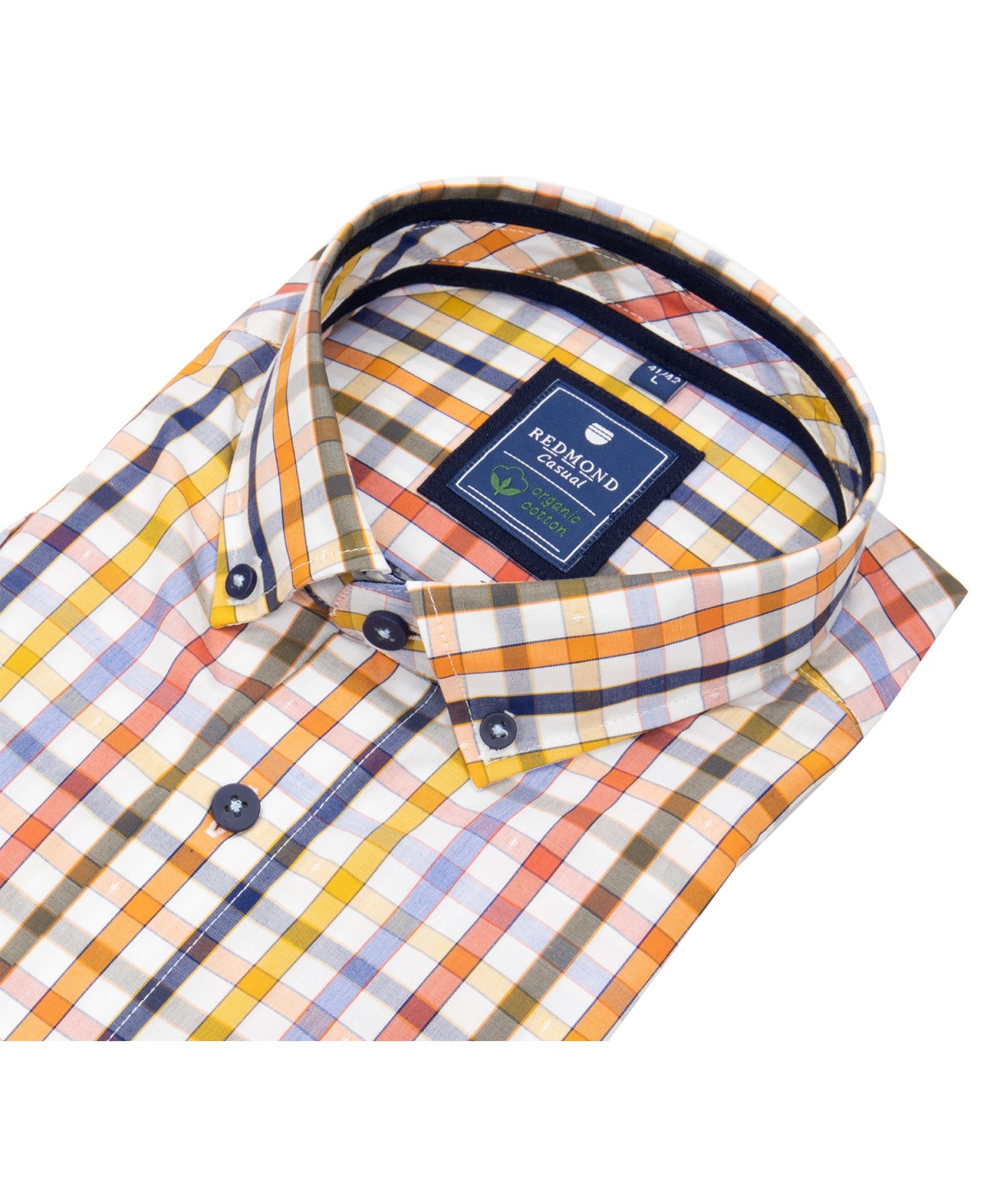 Redmond Kurzarmhemd - Comfort Fit - Button Down - Bio Baumwolle - kariert - mehrfarbig