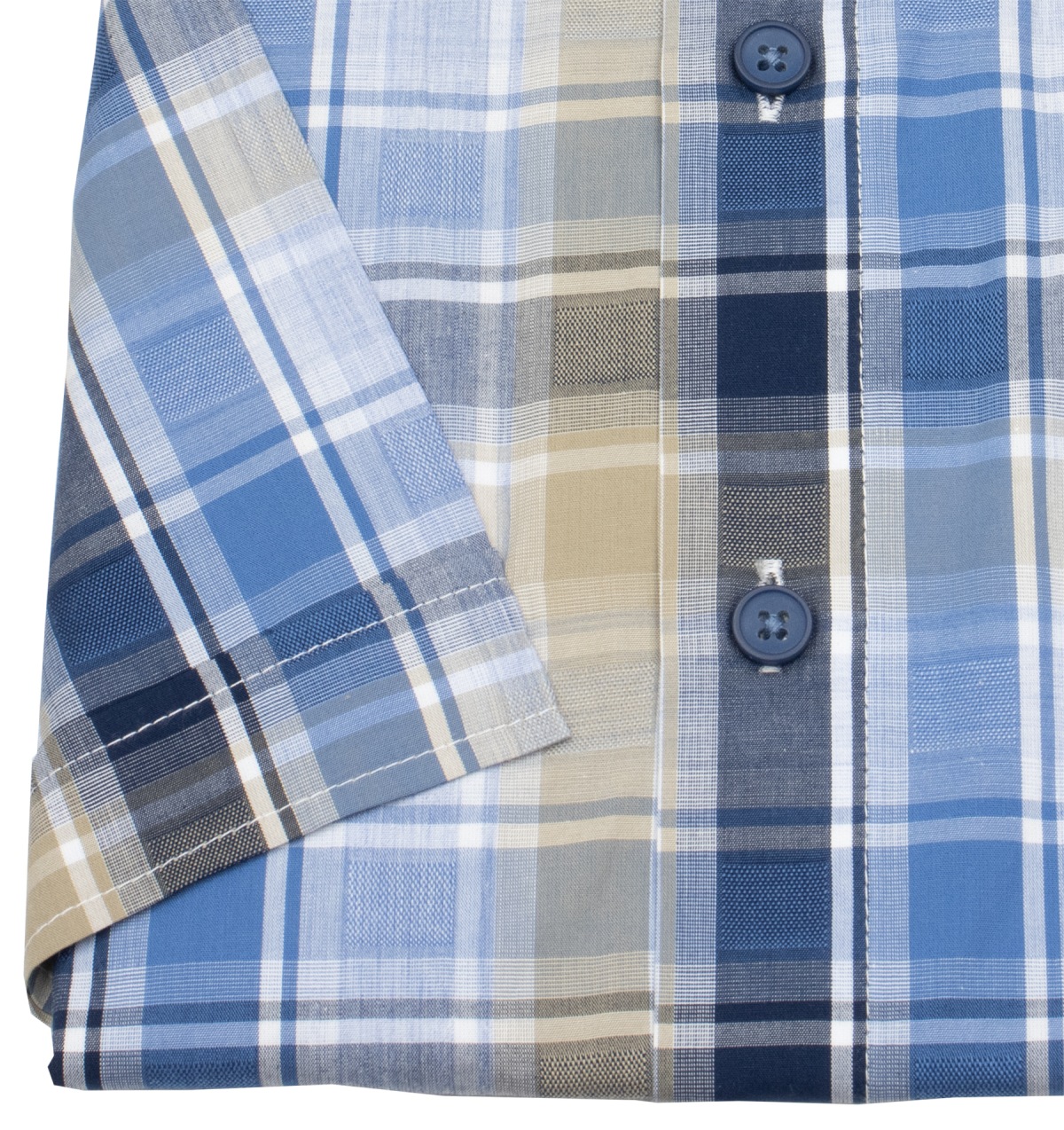 Redmond Kurzarmhemd - Comfort Fit - Button Down Kragen - kariert - blau