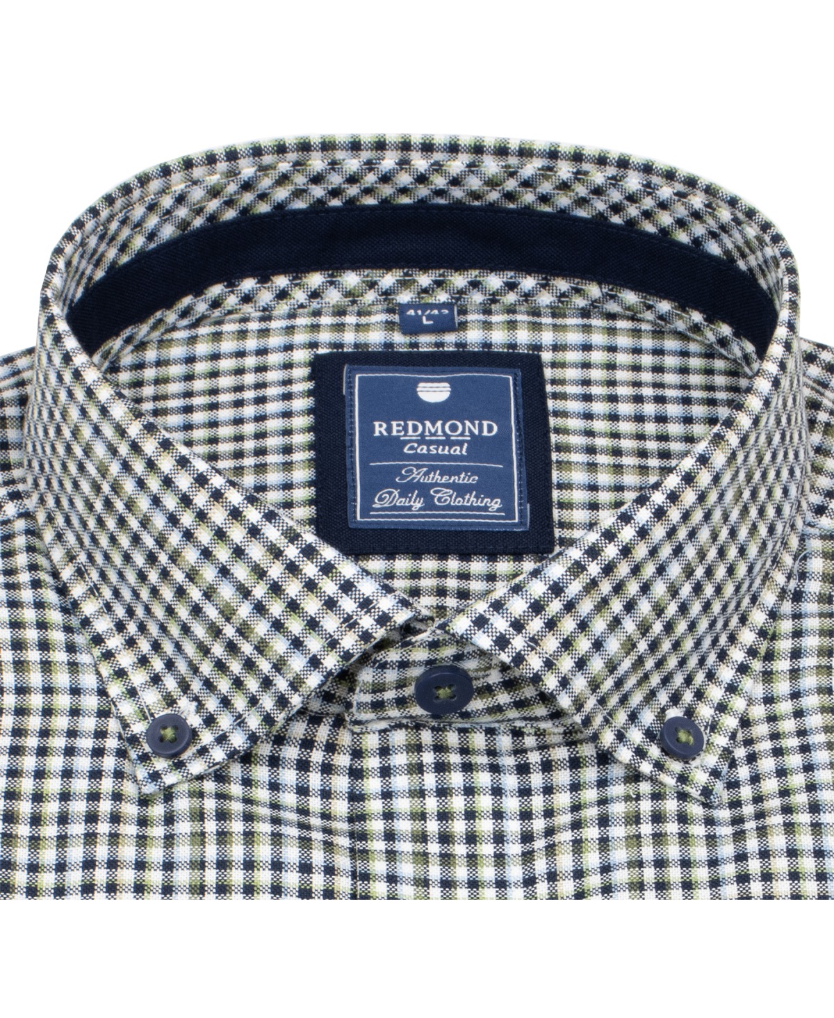 Redmond Kurzarmhemd - Comfort Fit - Button Down Kragen - kariert - blau / beige - ohne OVP