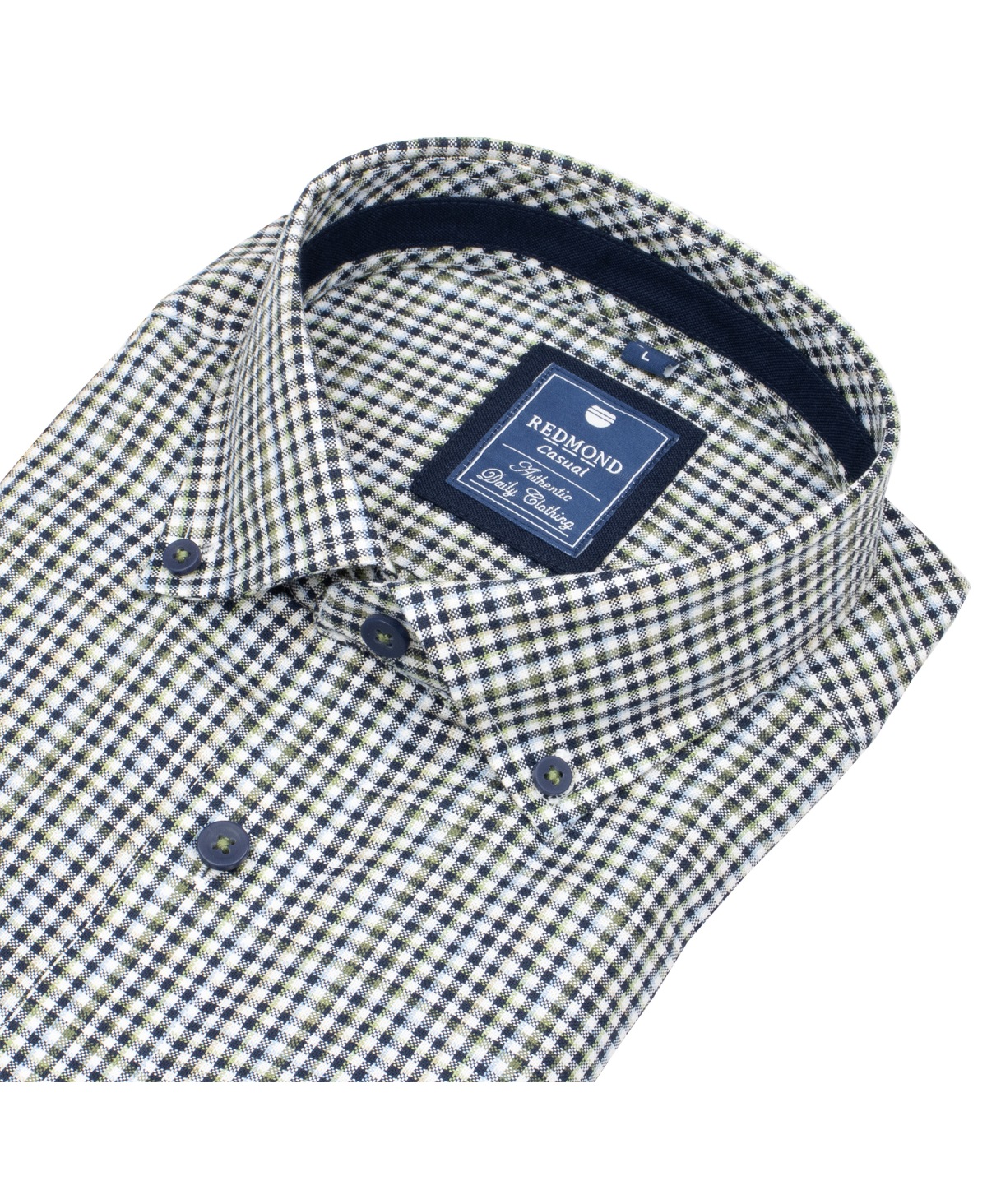 Redmond Kurzarmhemd - Comfort Fit - Button Down Kragen - kariert - blau / beige - ohne OVP