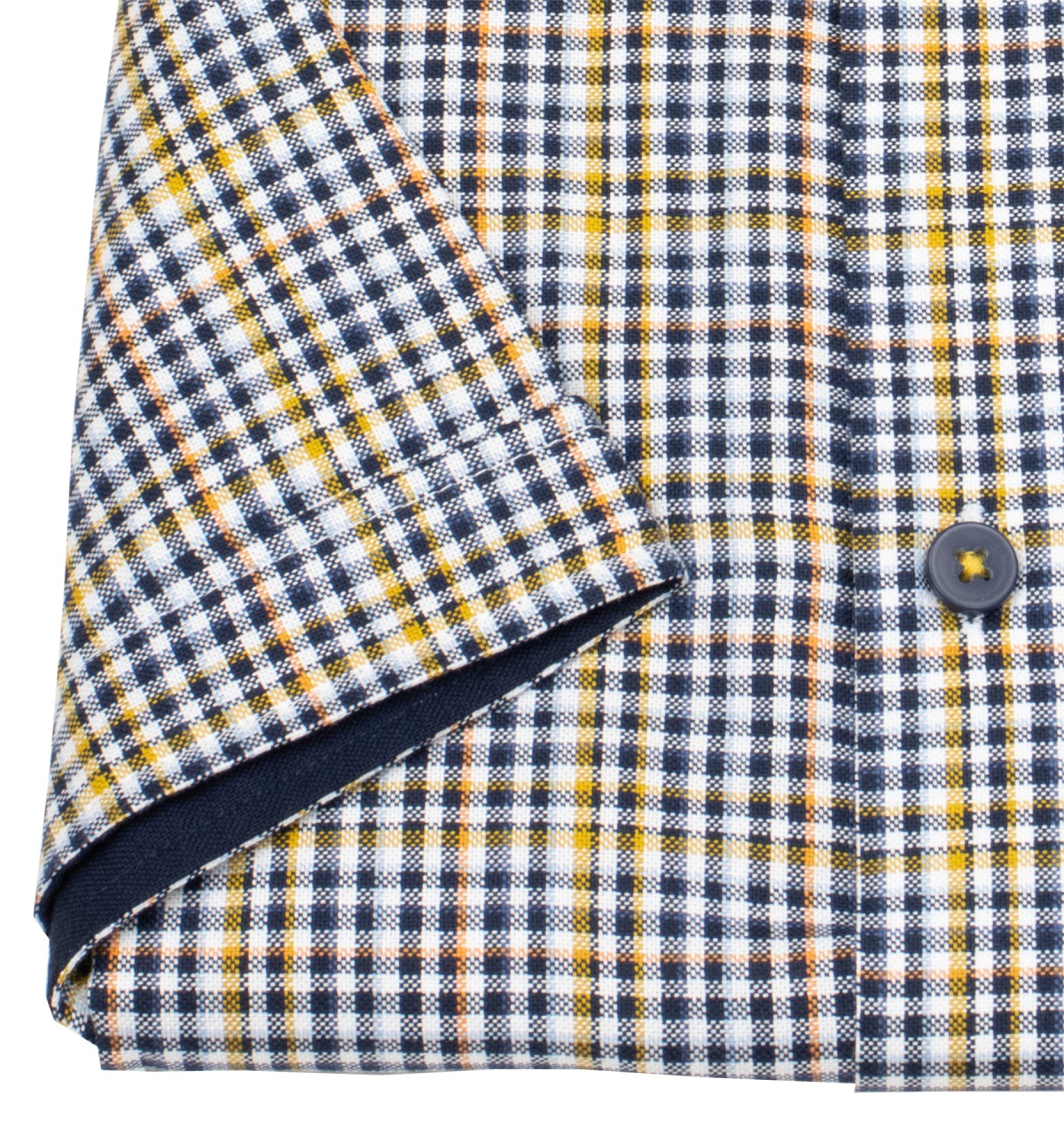 Redmond Kurzarmhemd - Comfort Fit - Button Down Kragen - kariert - blau / gelb - ohne OVP