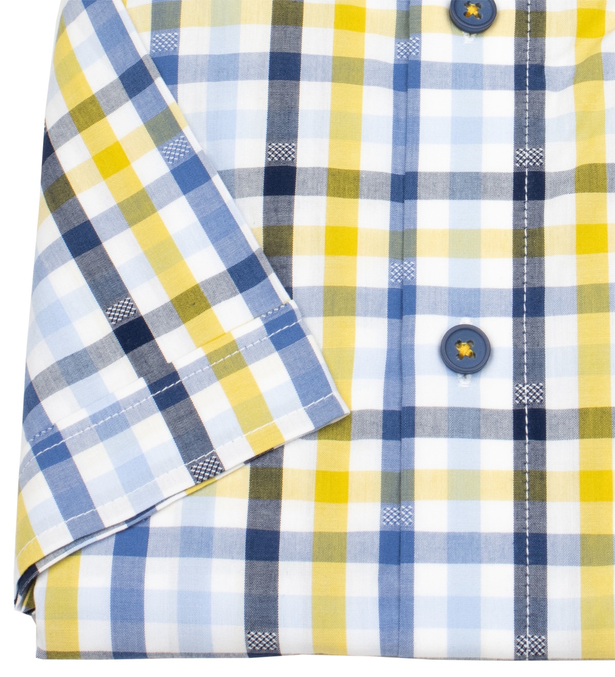 Redmond Chemise à manches courtes - Comfort Fit - col boutonné - à carreaux - jaune