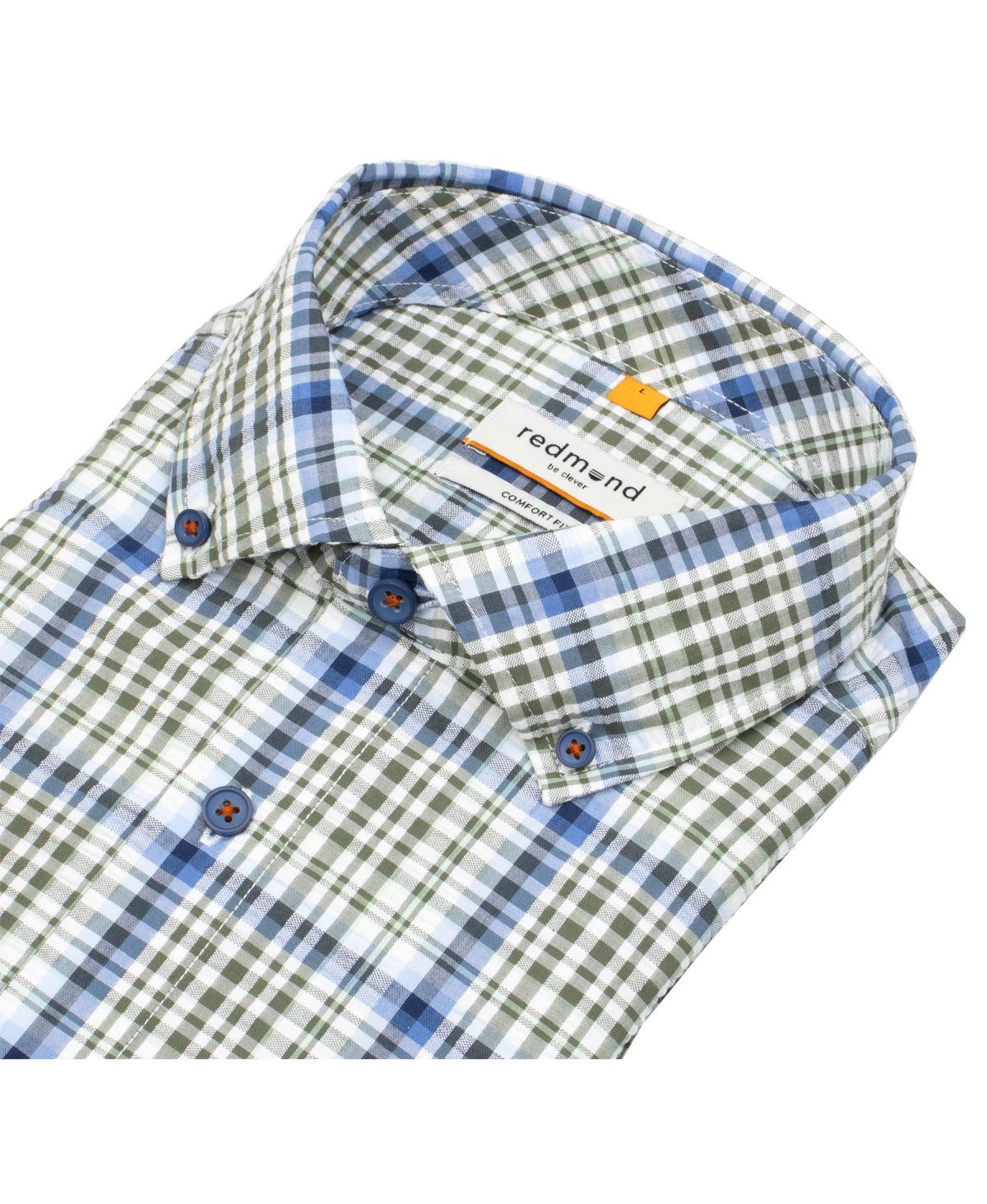 Redmond Kurzarmhemd - Comfort Fit - Button Down Kragen - kariert - grün