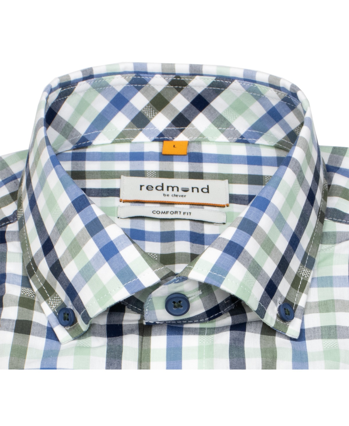 Redmond Kurzarmhemd - Comfort Fit - Button Down Kragen - kariert - grün