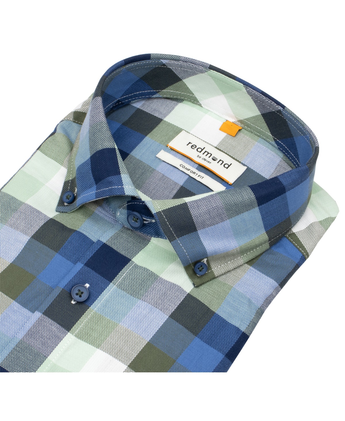 Redmond Kurzarmhemd - Comfort Fit - Button Down Kragen - kariert - grün